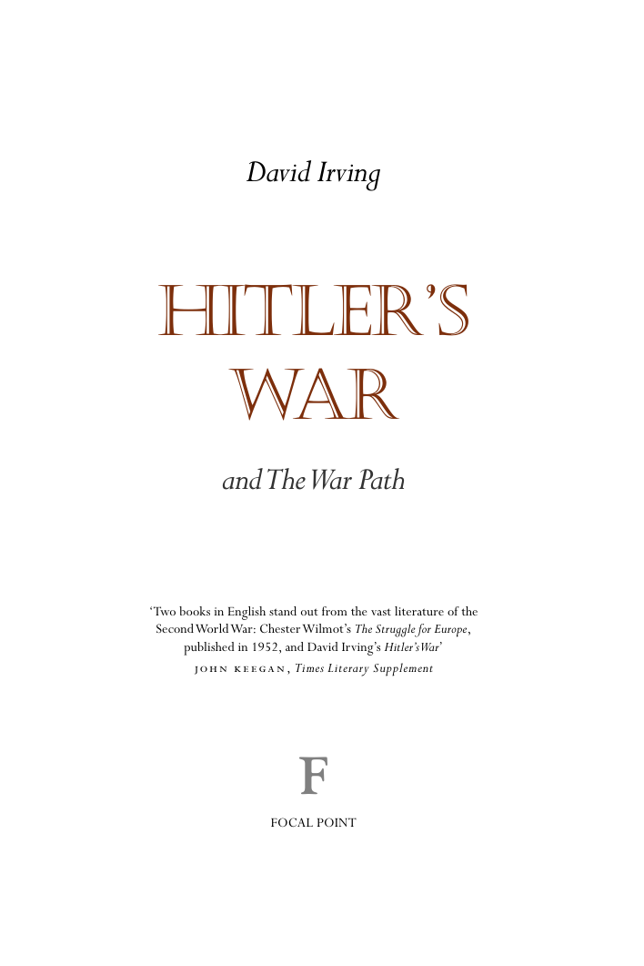 Irving - Hitler's War and the War Path (1979) cover