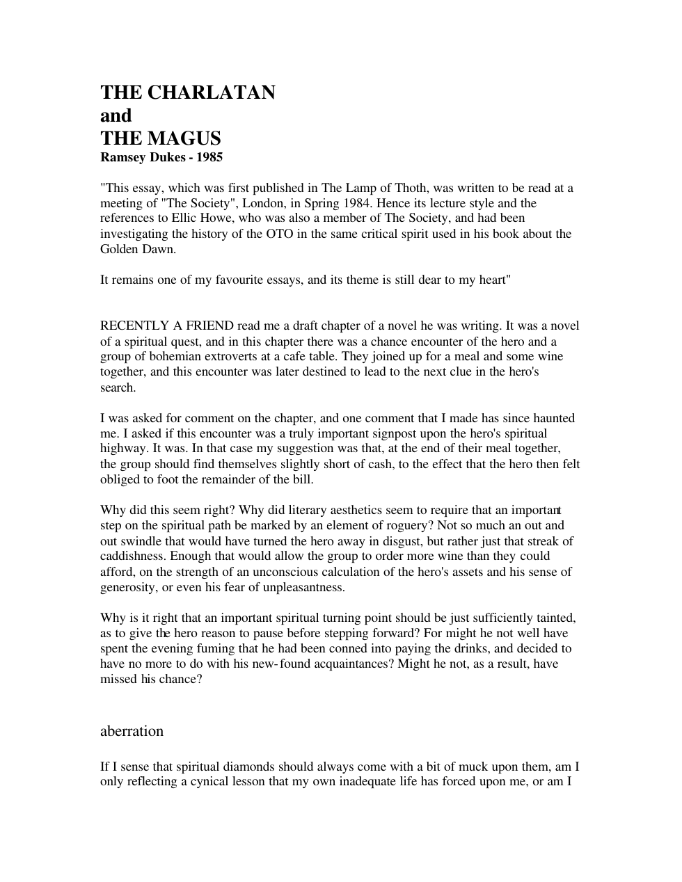 Charlatan and Magus cover