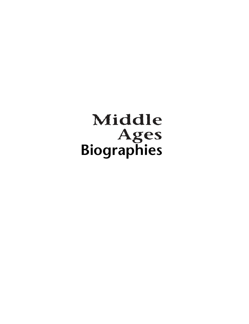 Middle Ages Reference Library Vol 2 - Biographies cover