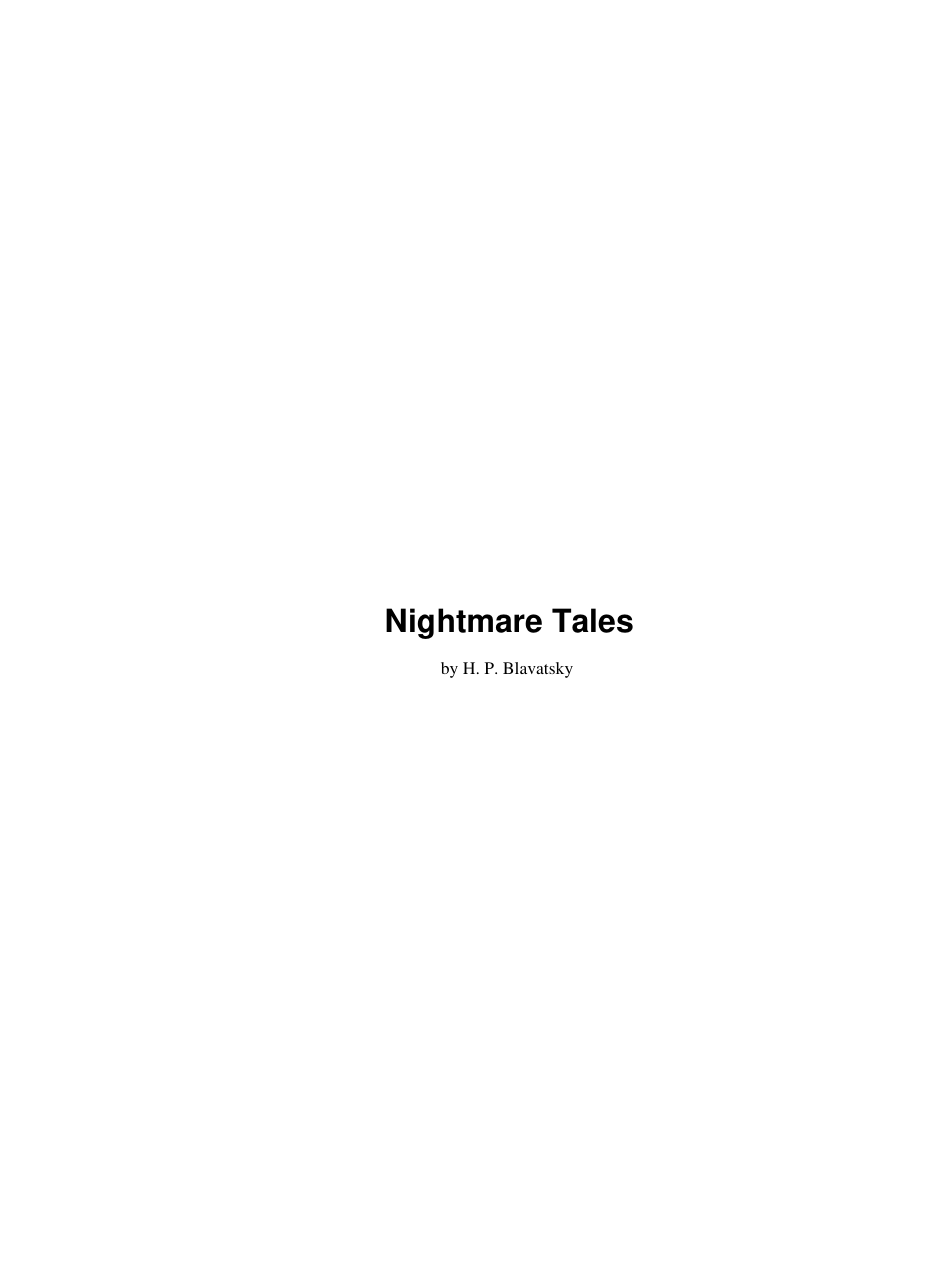 Helena Blavatsky - Nightmare Tales cover