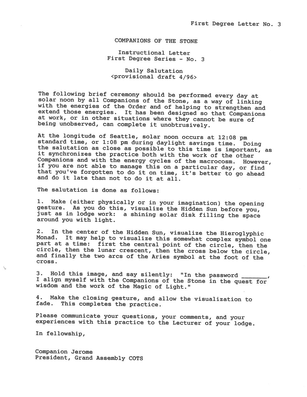 Draft Instructional Letter 3 - First Degree cover