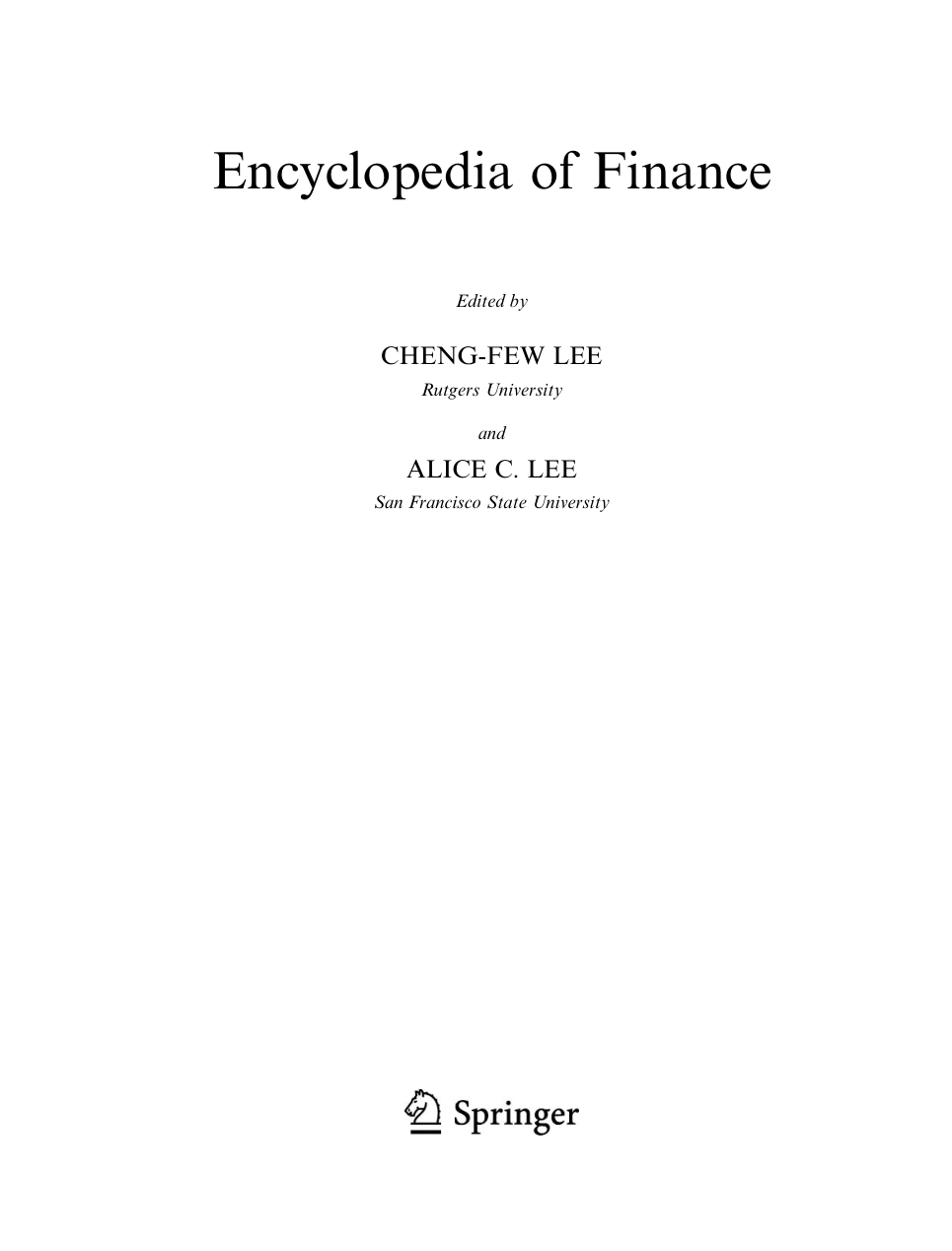 Springer -Encyclopedia of Finance cover