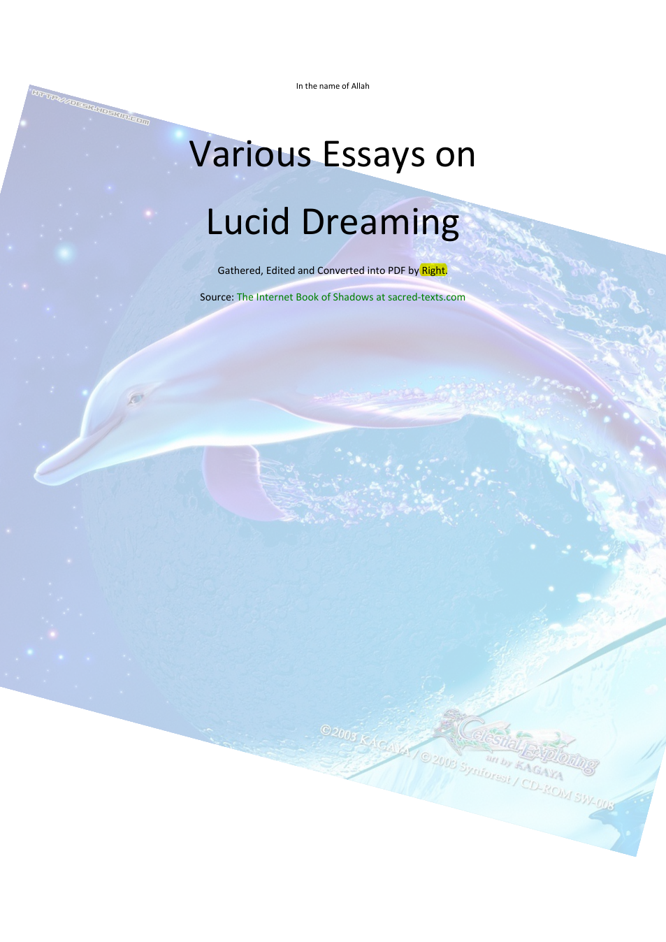 Various Essays on Lucid Dreaming cover