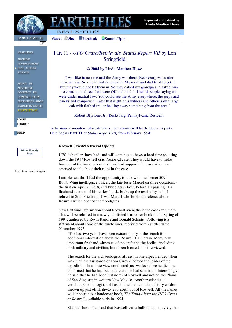 02 02 2004 Part 11 - UFO Crash Retrievals, Status Report VII by Len Stringfield cover