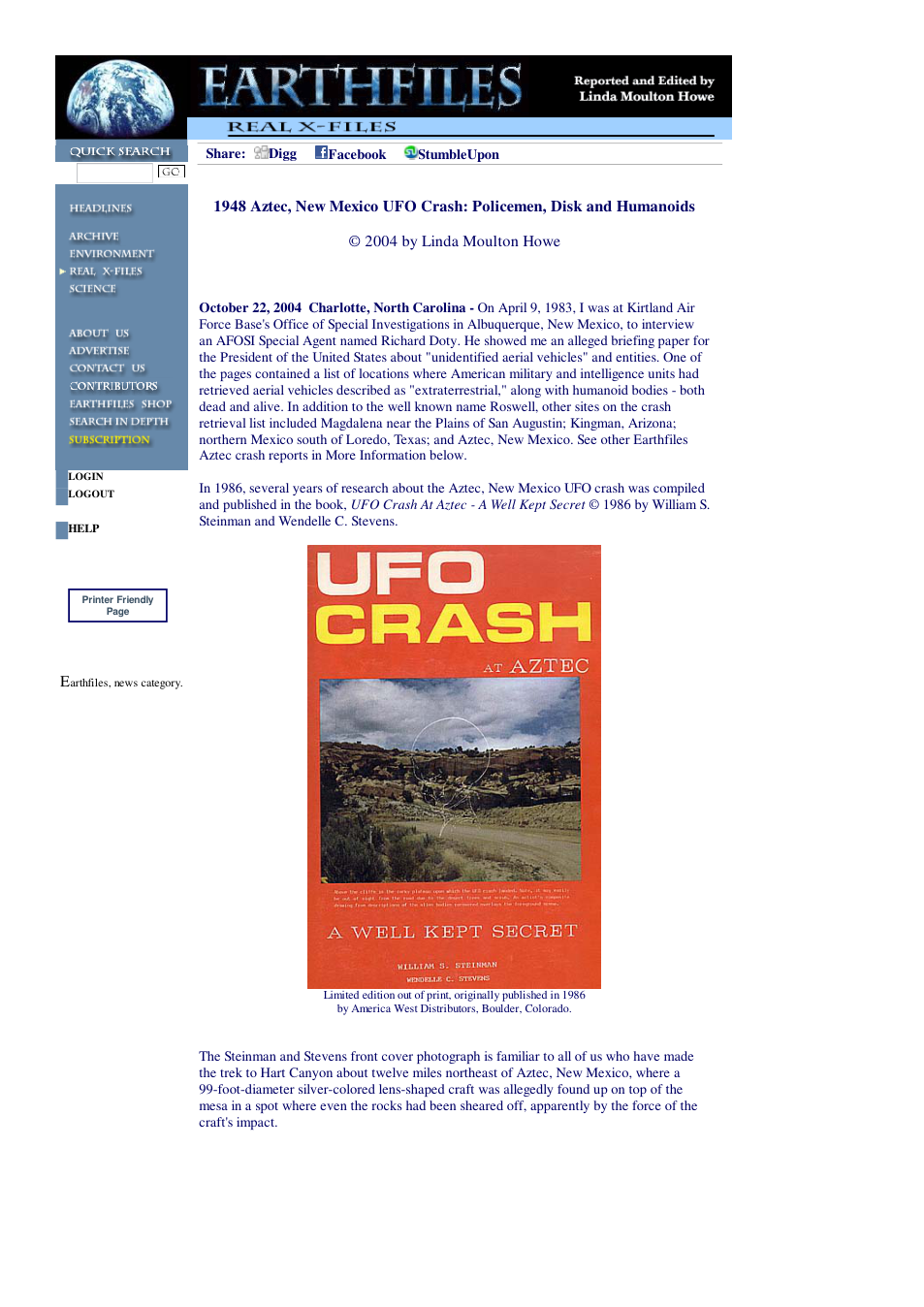 10 23 2004 1948 Aztec, New Mexico UFO Crash Policemen, Disk and Humanoids cover