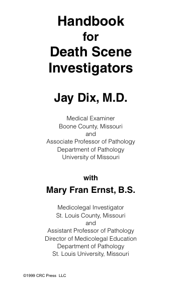 Handbook For Death Scene Investigators cover