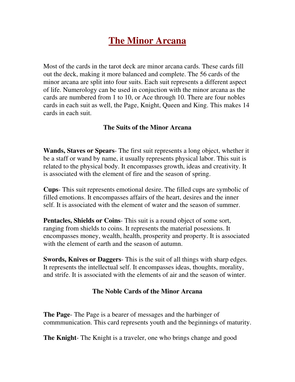 Minor Arcana
