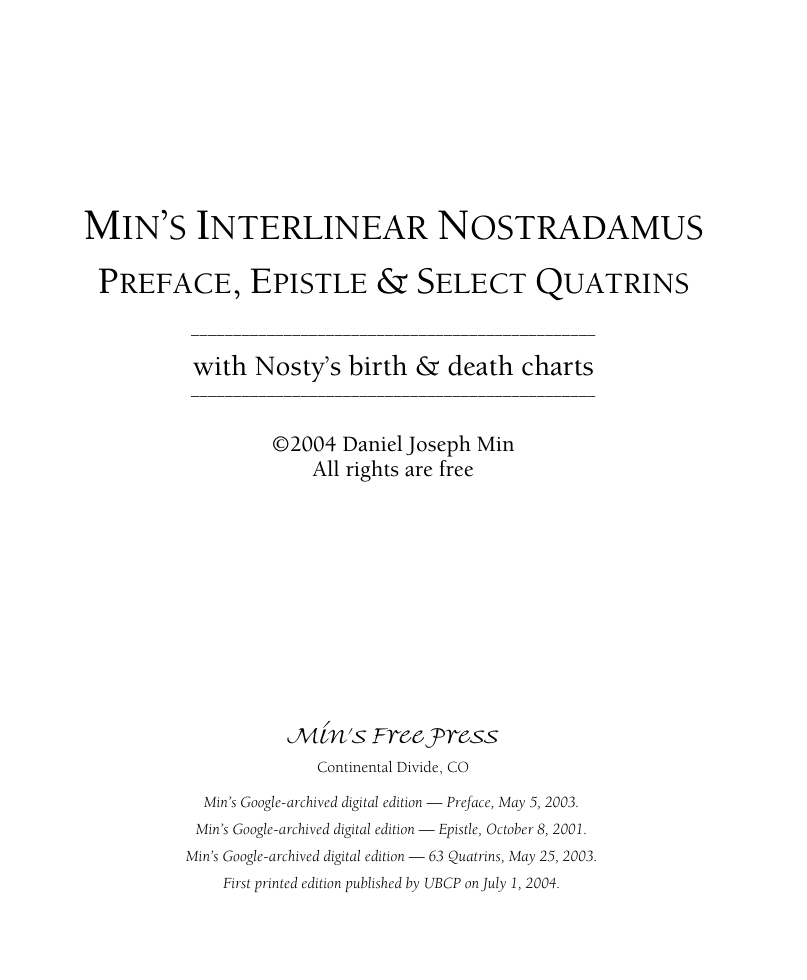 Min's Interlinear Nostradamus cover