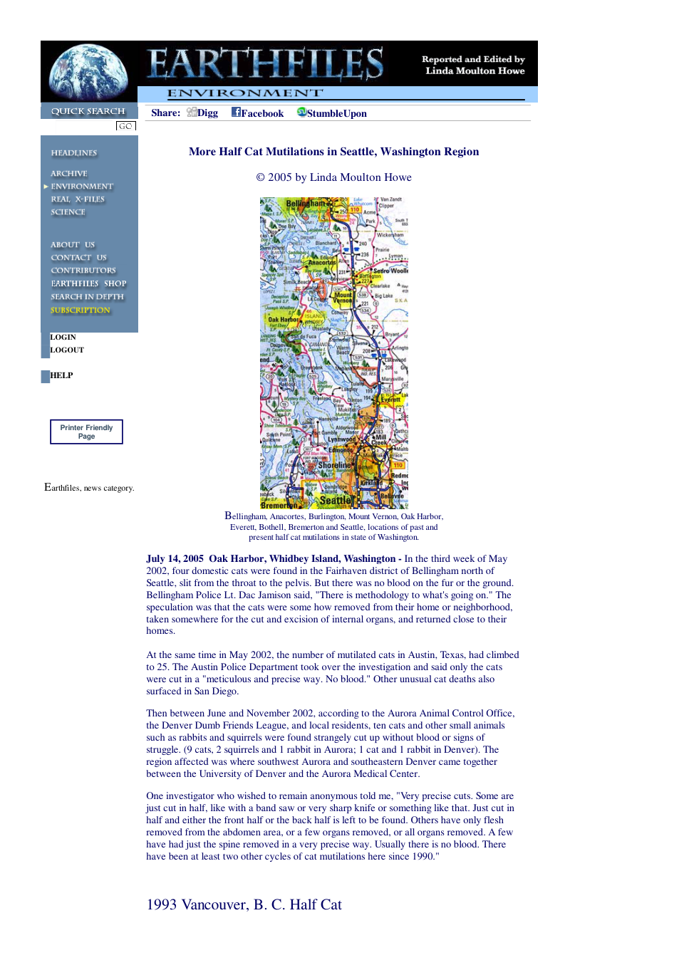07 14 2005 More Half Cat Mutilations in Seattle, Washington Region cover