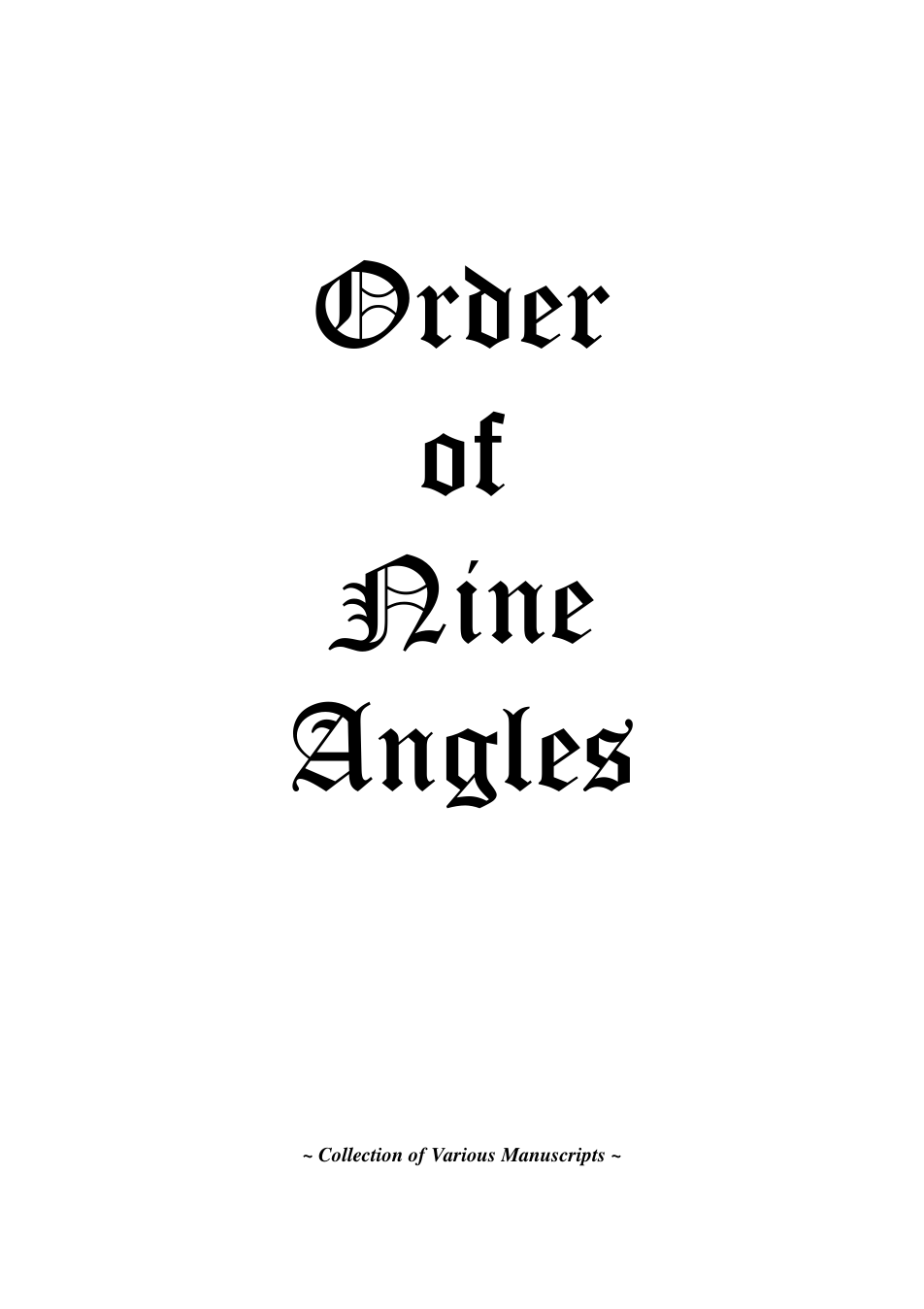 ONA Various Manuscripts cover
