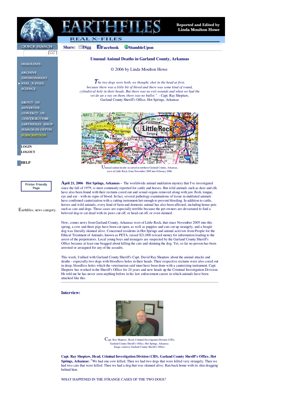 04 21 2006 Unusual Animal Deaths in Garland County, Arkansas cover