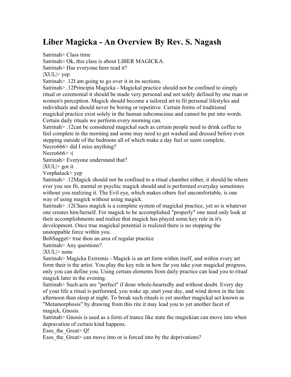 Liber Magicka - An Overview By Rev. S. Nagash cover