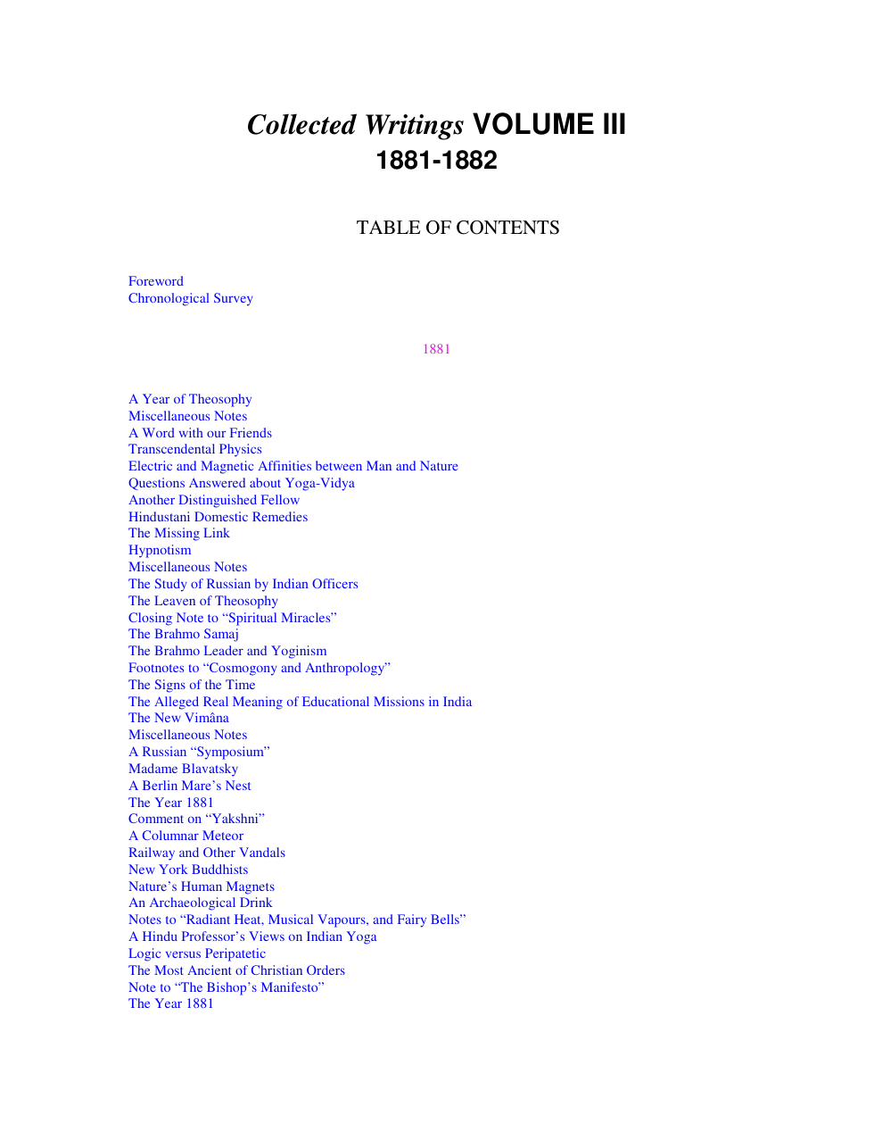 H P Blavatsky - Collected Writings Volume III (1881-1882) cover