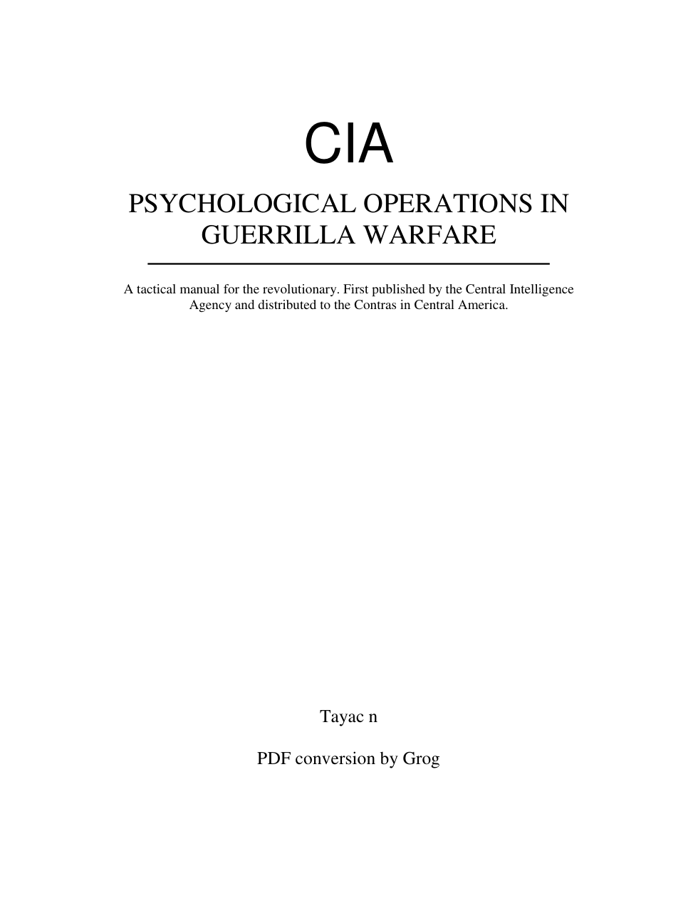 CIA Psychological Operations In Guerrilla Warfare cover