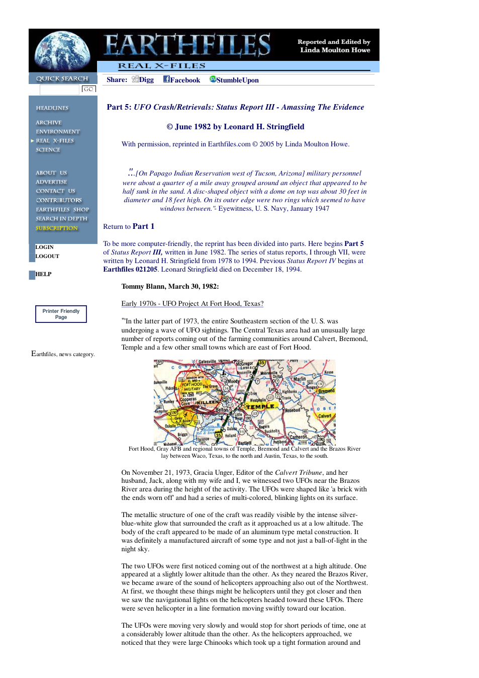 03 22 2005 Part 5 UFO Crash Retrievals Status Report III - Amassing The Evidence June 1982 by Leonard H. Stringfield cover