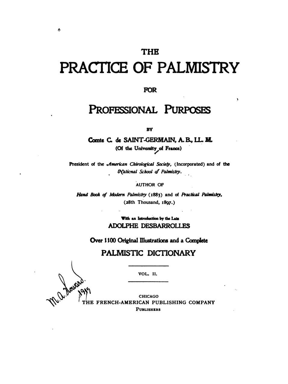 Palmistry For Professional Purposes [2] - C de Saint Germain cover