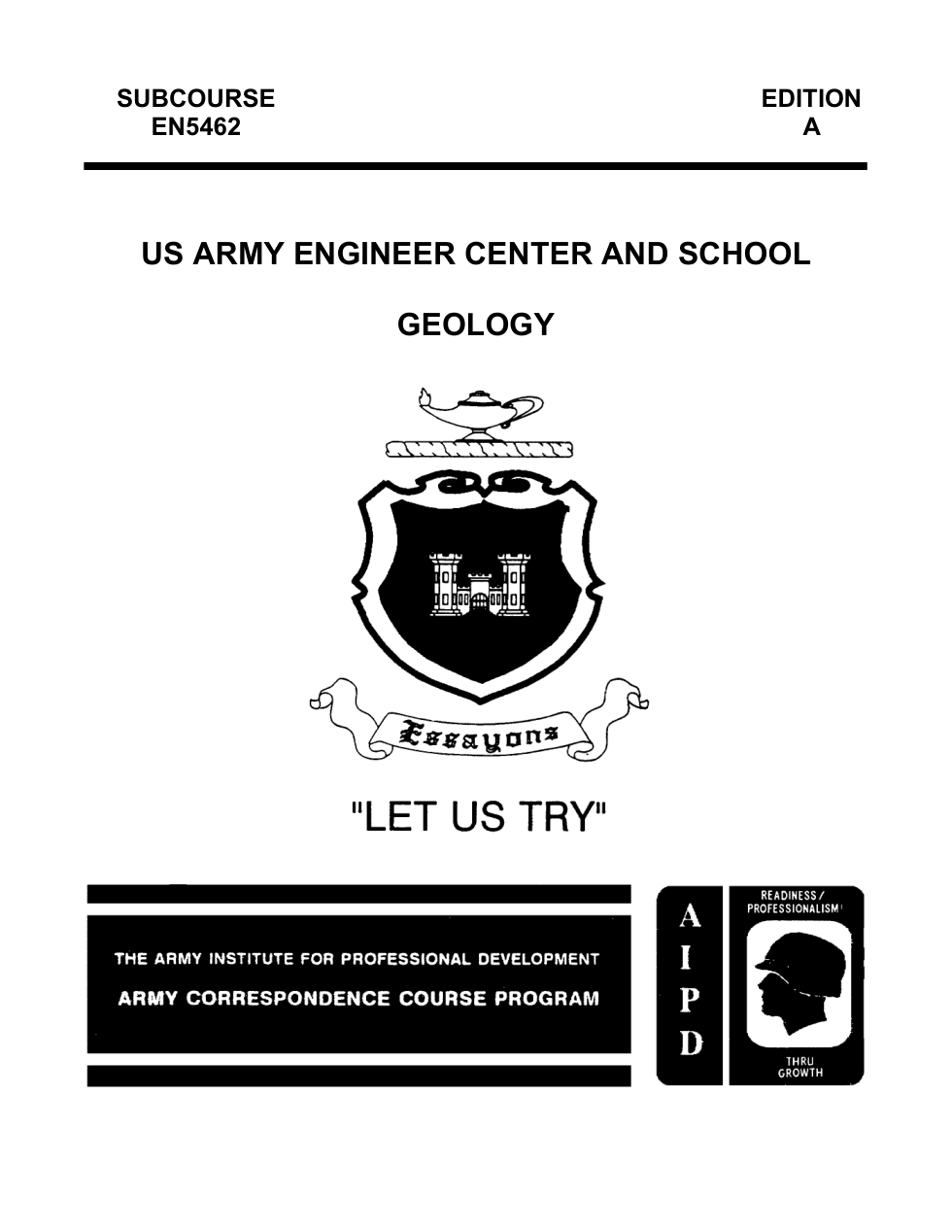US Army Engineer course - Geology EN5462 cover