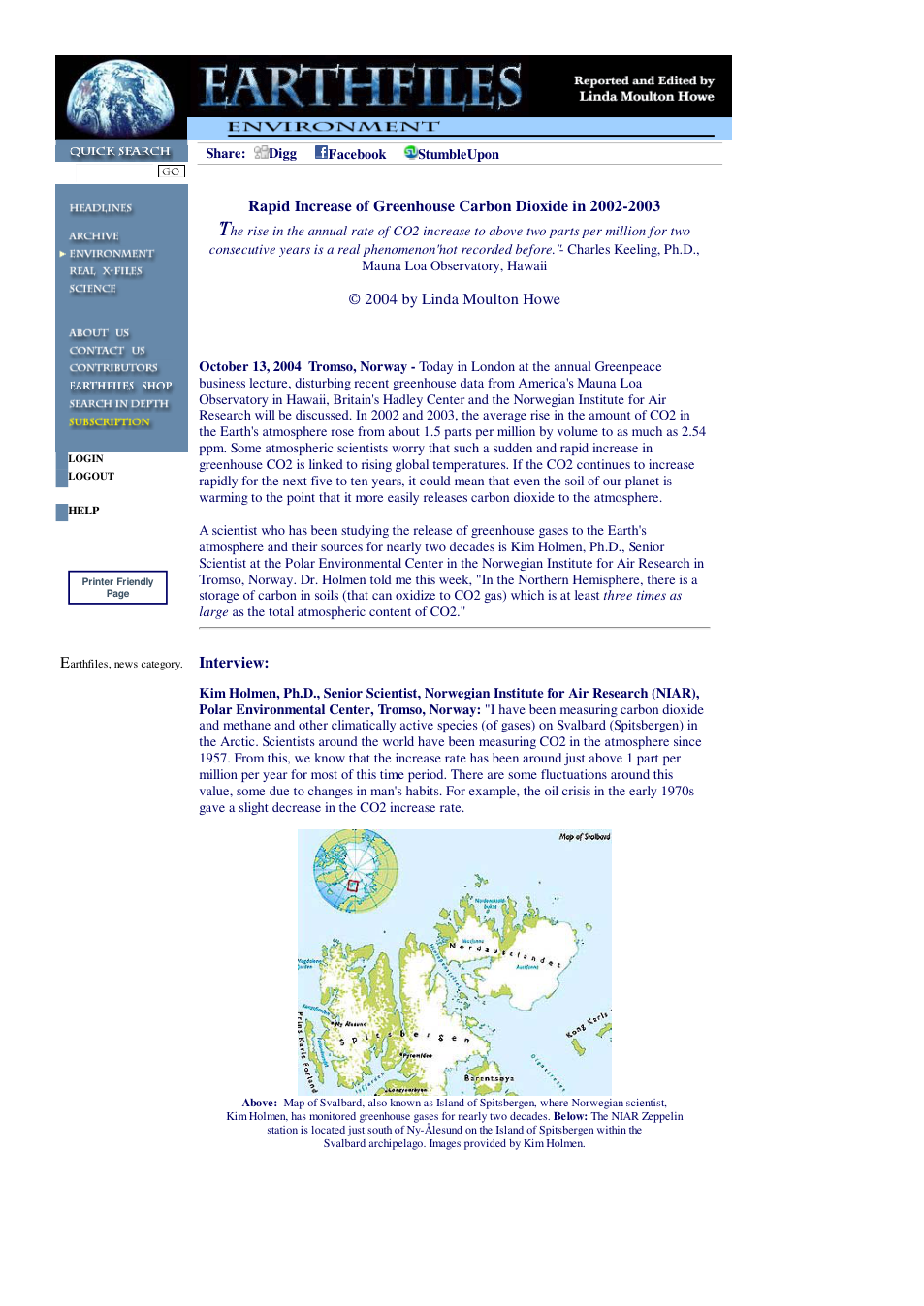 10 13 2004 Rapid Increase of Greenhouse Carbon Dioxide in 2002-2003 cover