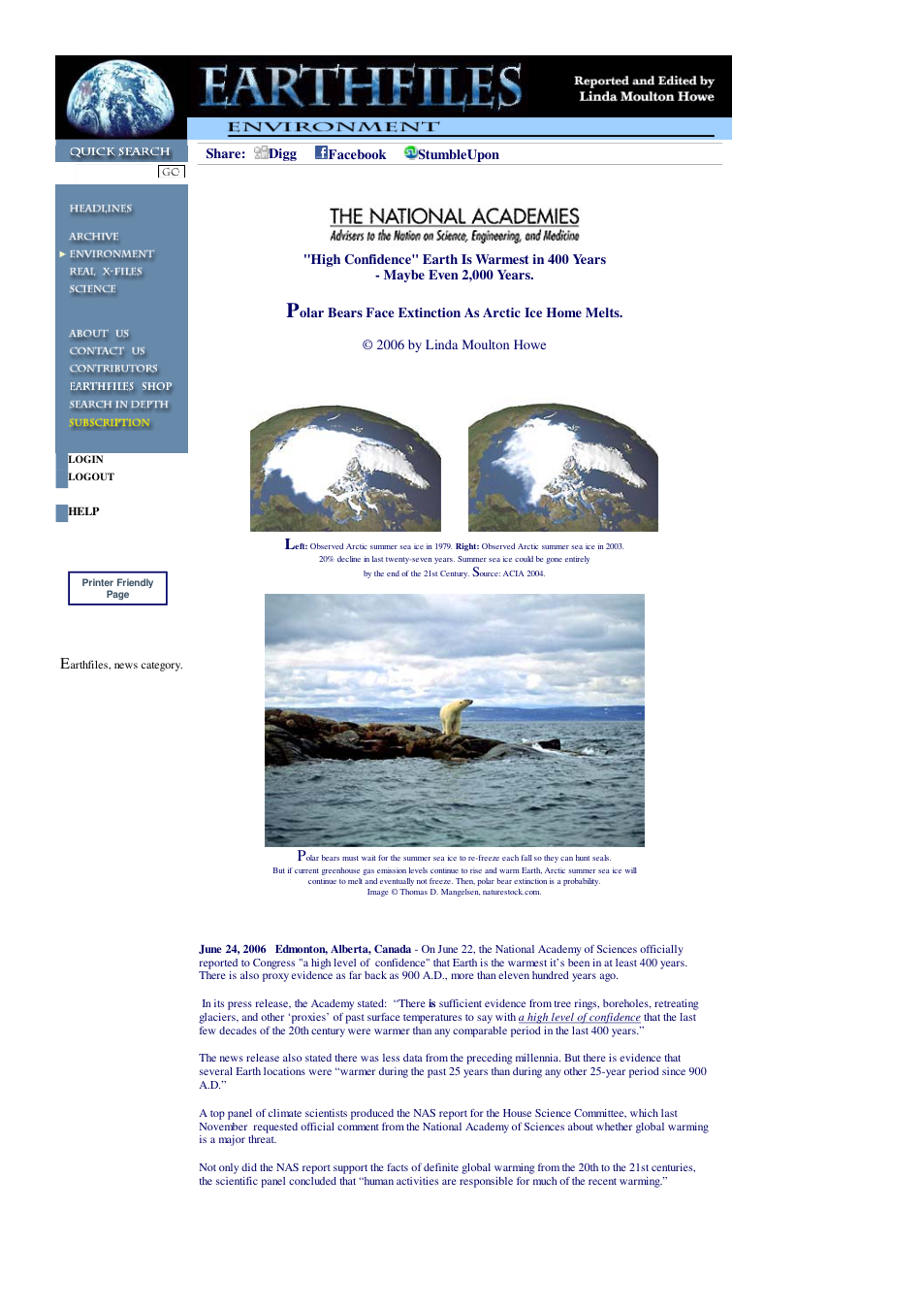 06 24 2006 High Confidence Earth Is Warmest in 400 Years - Maybe Even 2,000 Years cover