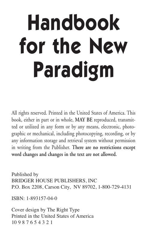 Handbook For The New Paradigm - Volume 1 cover