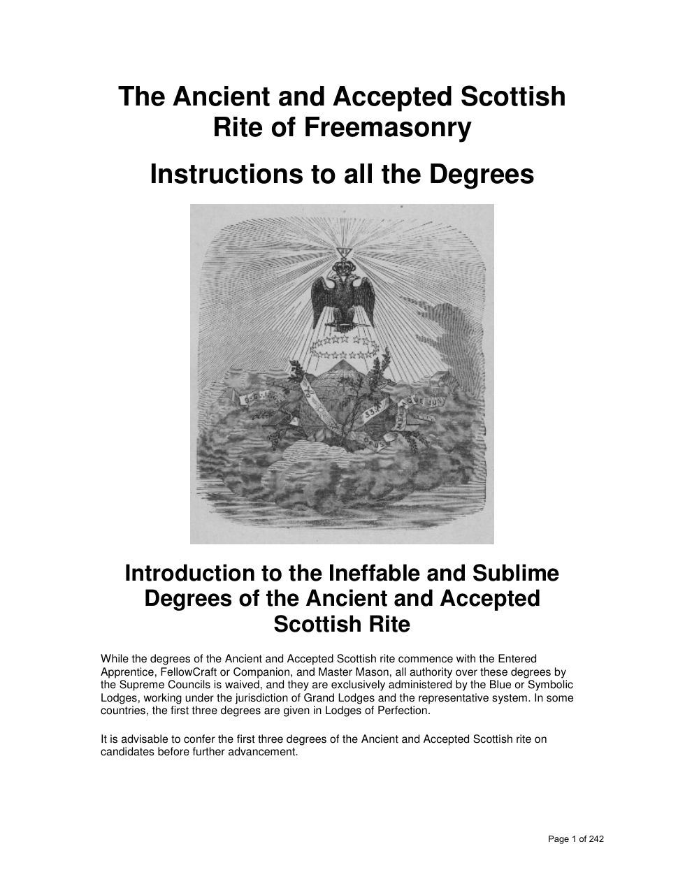 Ancient and Accepted Scottish Rite of Freemasonry - Instructions to all the Degrees cover
