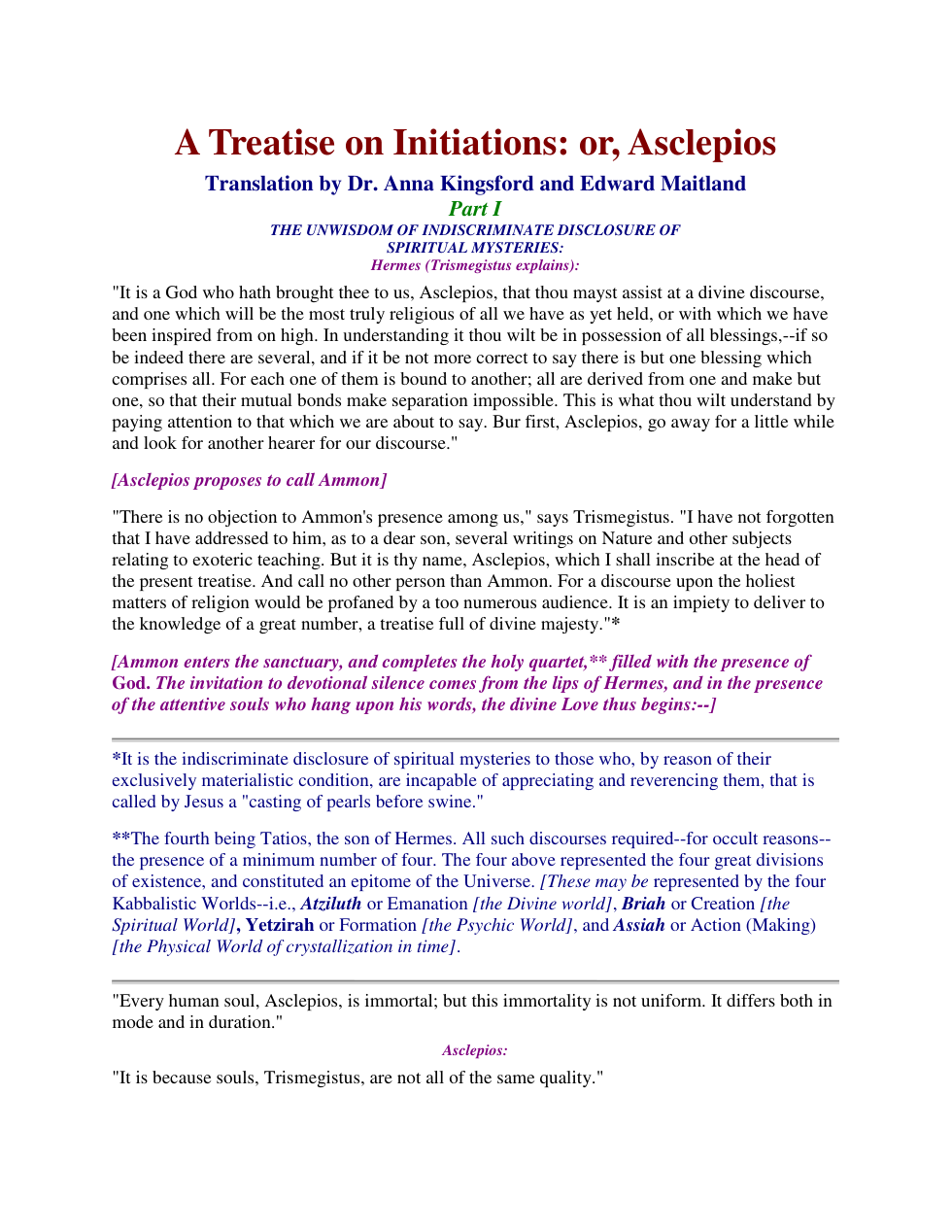 A Treatise on Initiations or Asclepios cover