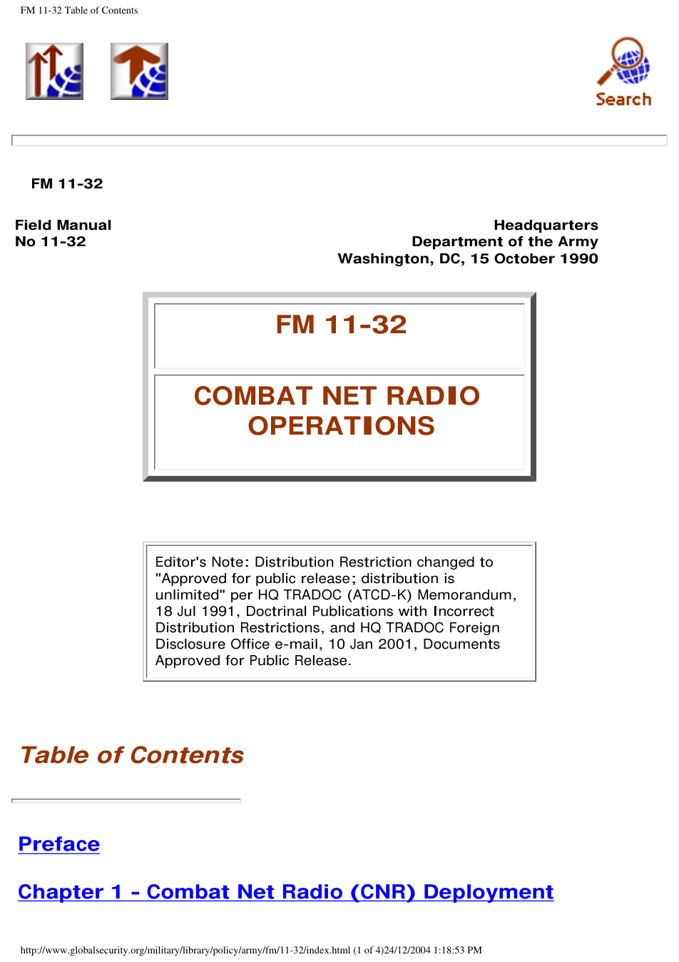 FM 11-32 Combat Net Radio Operations cover