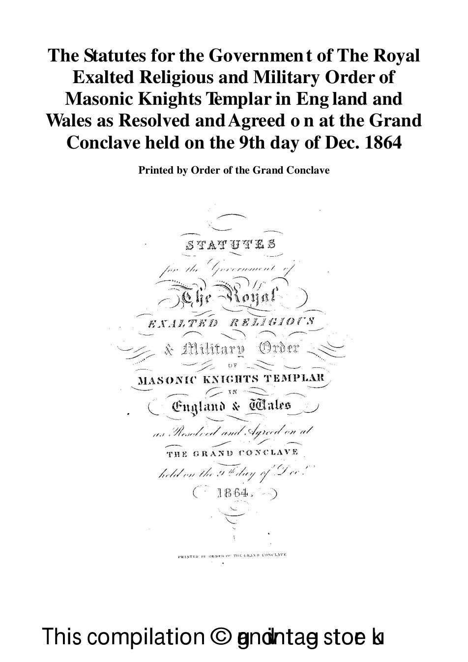1864 Statutes of the Knights Templar cover