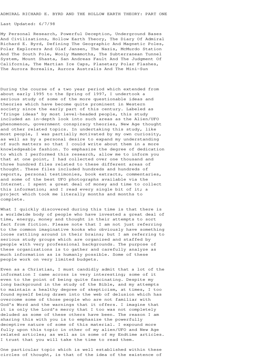 ADMIRAL RICHARD E. BYRD AND THE HOLLOW EARTH THEORY PART ONE cover