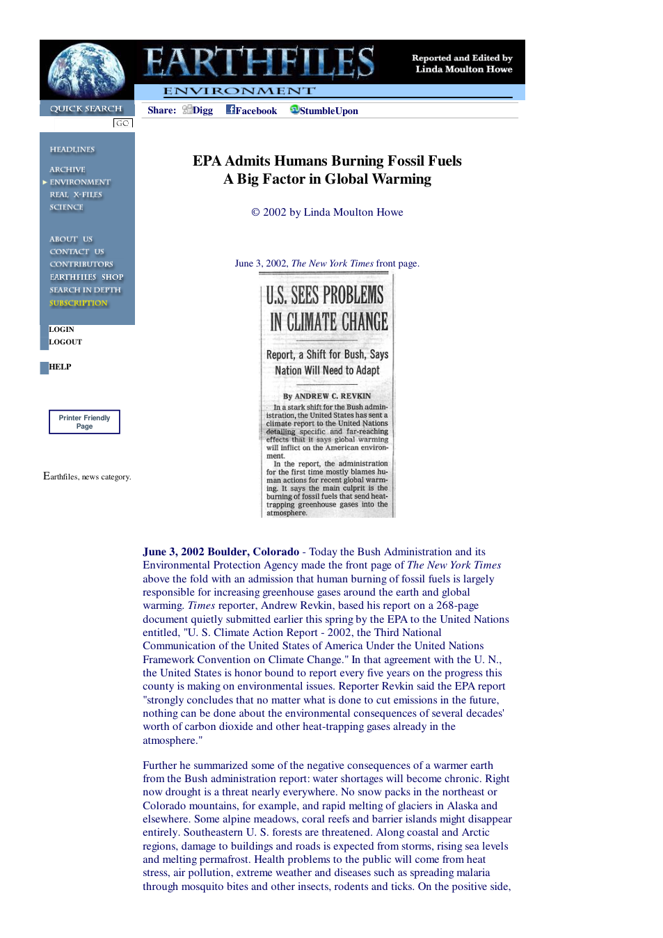 06 04 2002 EPA Admits Humans Burning Fossil Fuels A Big Factor in Global Warming cover