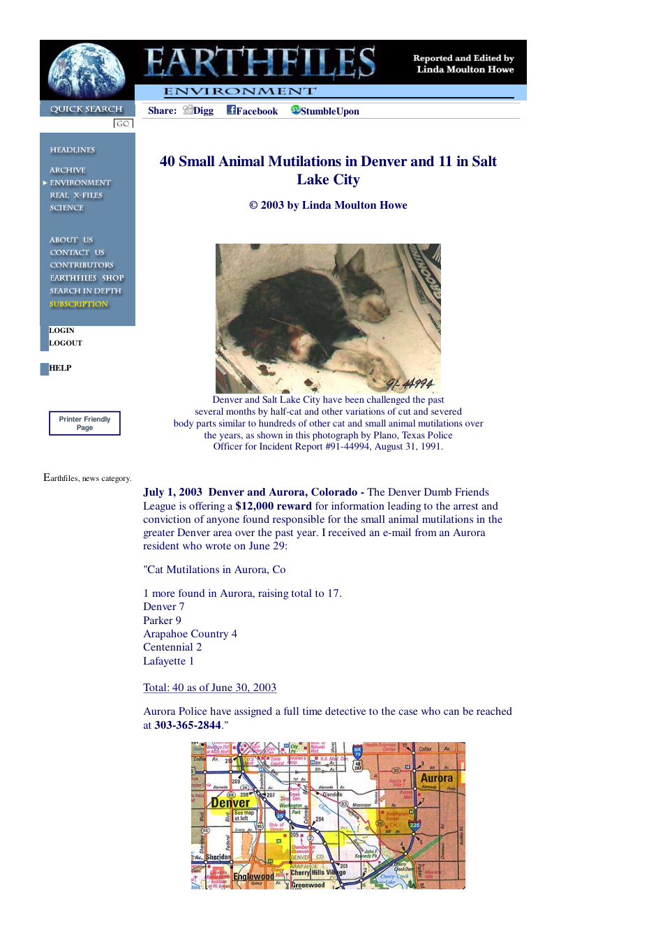 07 01 2003 40 Small Animal Mutilations in Denver and 11 in Salt Lake City cover