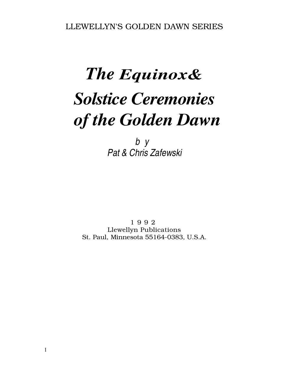 Zalewski - Equinox and Solstice Ceremonies of the Golden Dawn (ocr) cover
