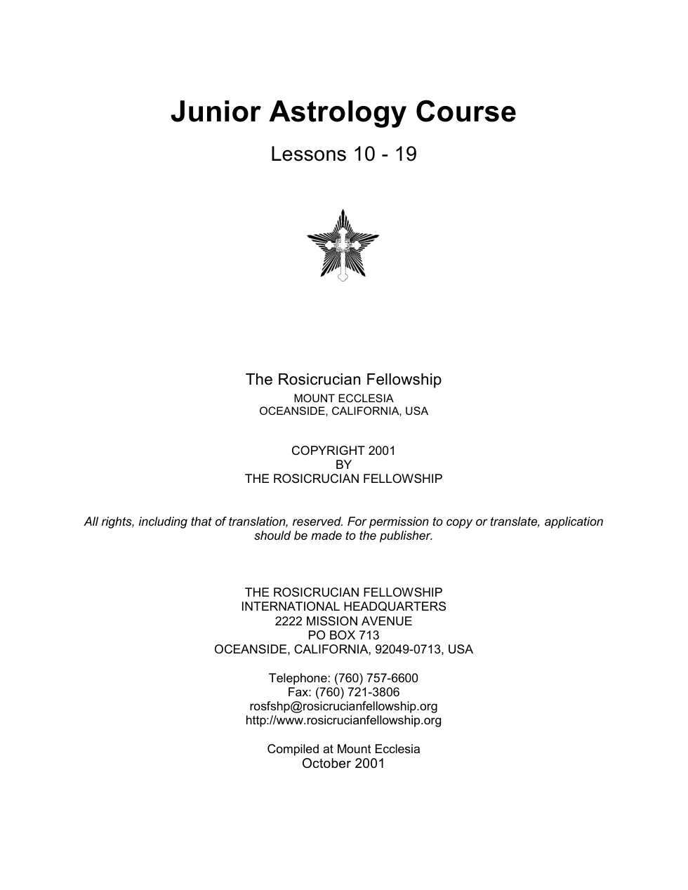 Junior Astrology Course 10-19 cover