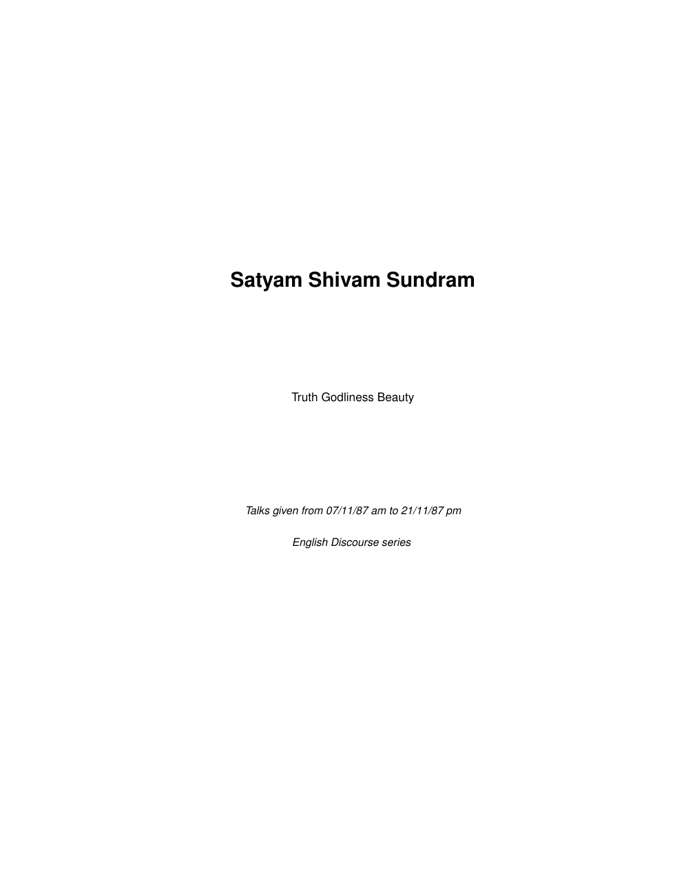 Satyam Shivam Sundram cover