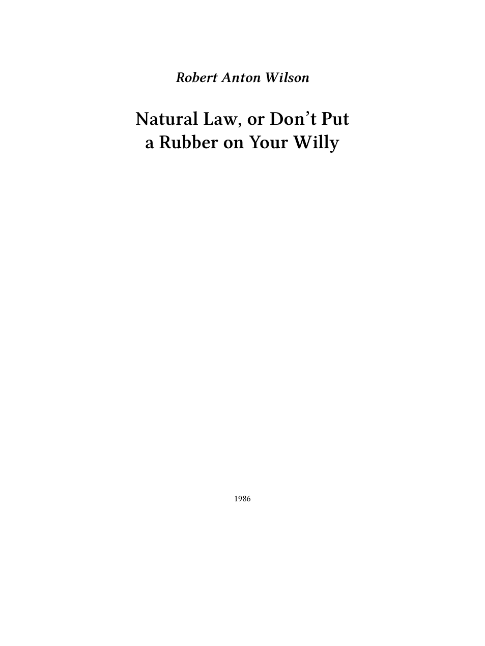 Robert Anton Wilson - Natural Law cover