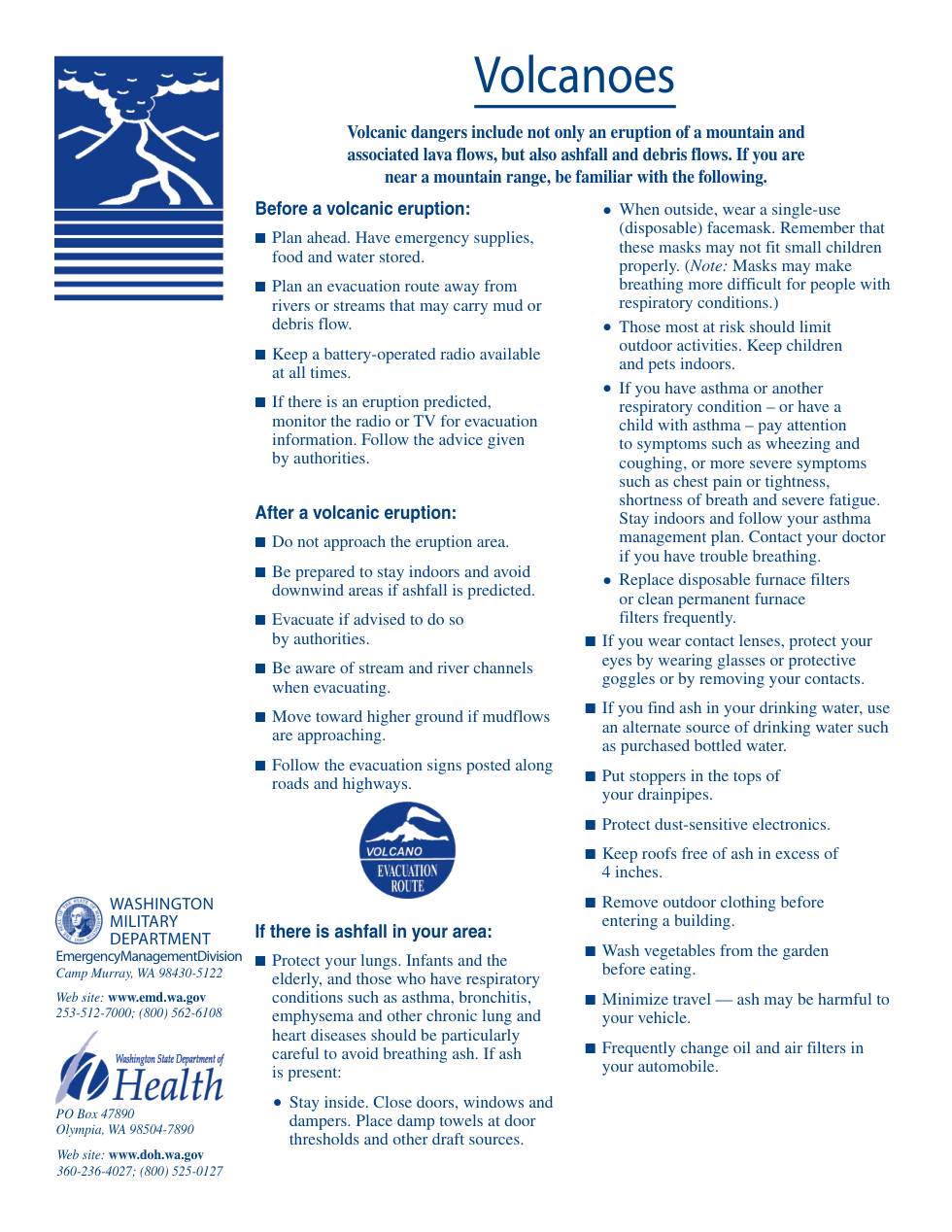 FEMA Volcanoes 1 page cover