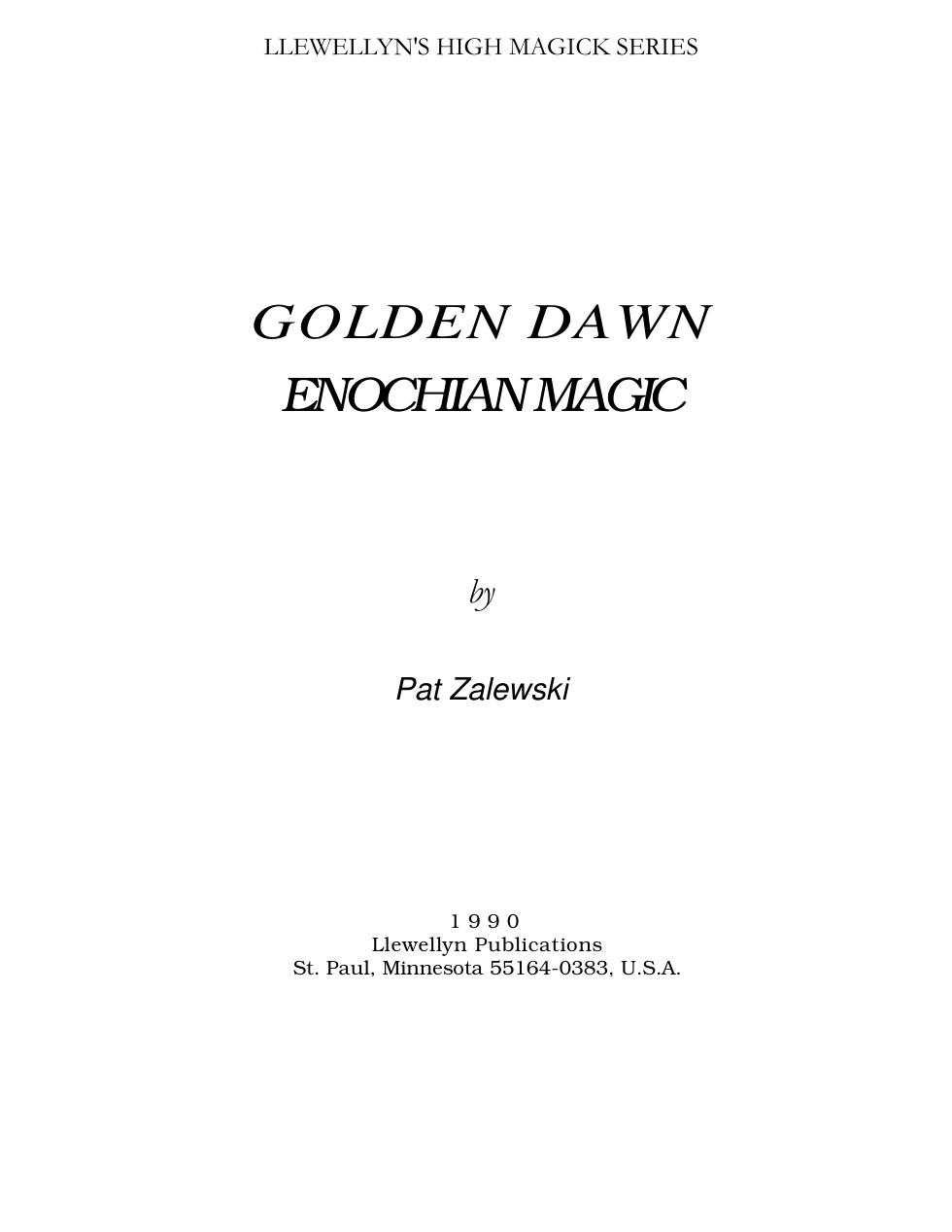 Zalewski - Golden Dawn Enochian Magic (ocr) cover