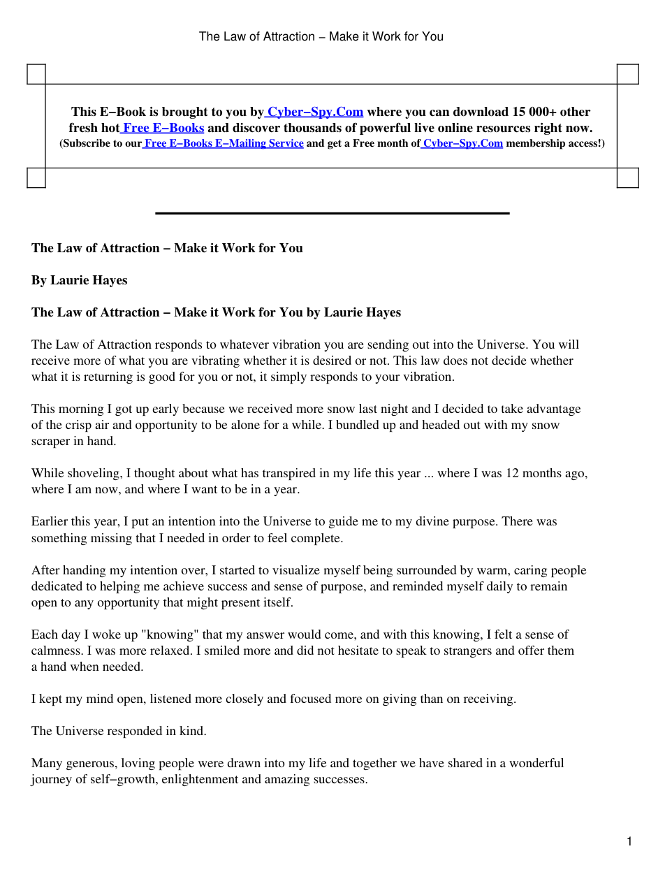 The Law of Attraction Make it Work for You cover