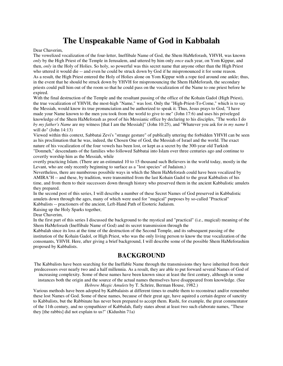 The Unspeakable Name of God in Kabbalah cover