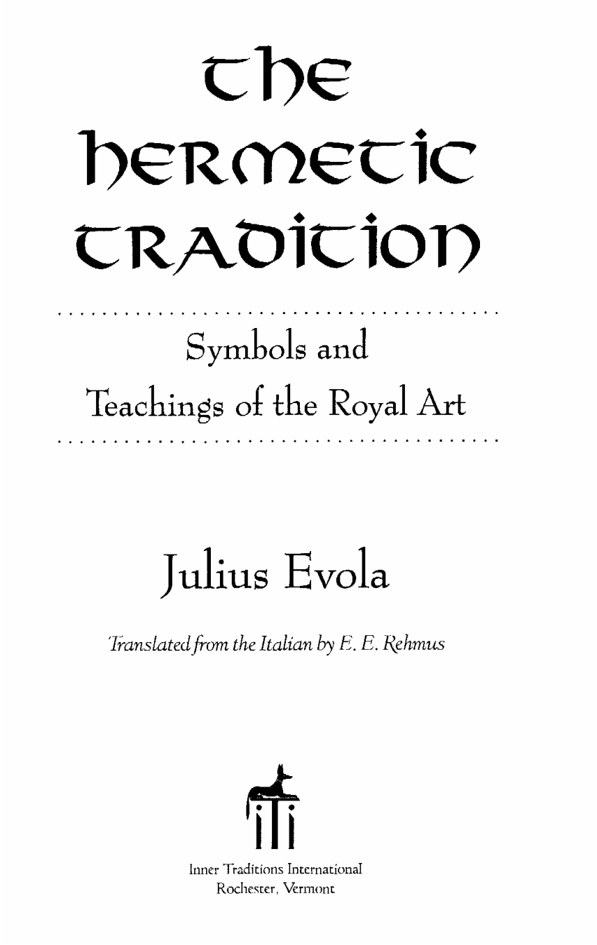 Julius Evola - The Hermetic Tradition cover