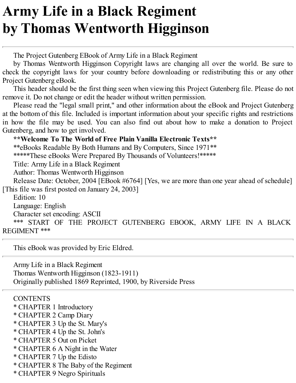 war - army life in a black regiment cover