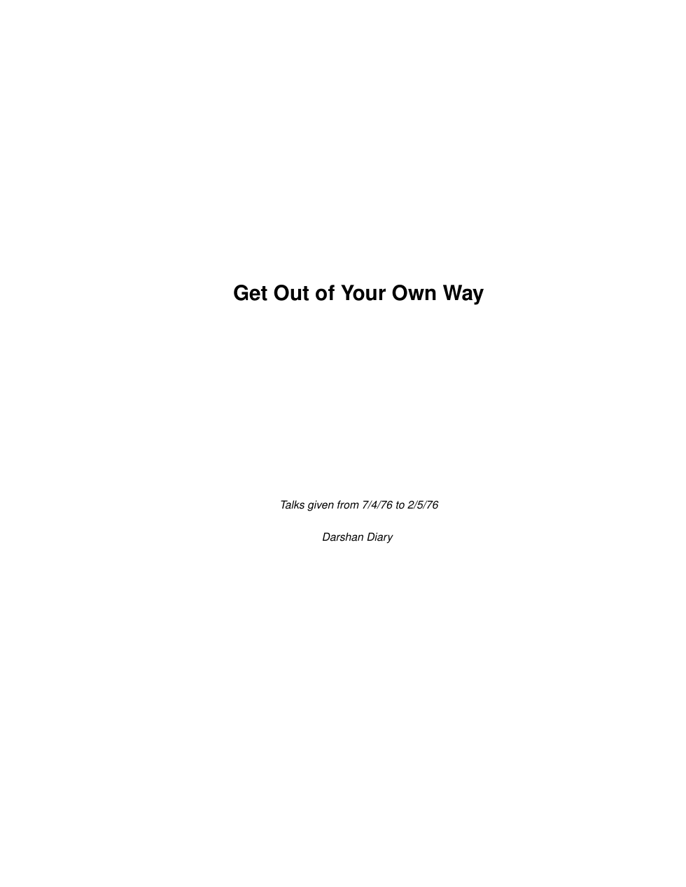 Get Out of Your Own Way cover