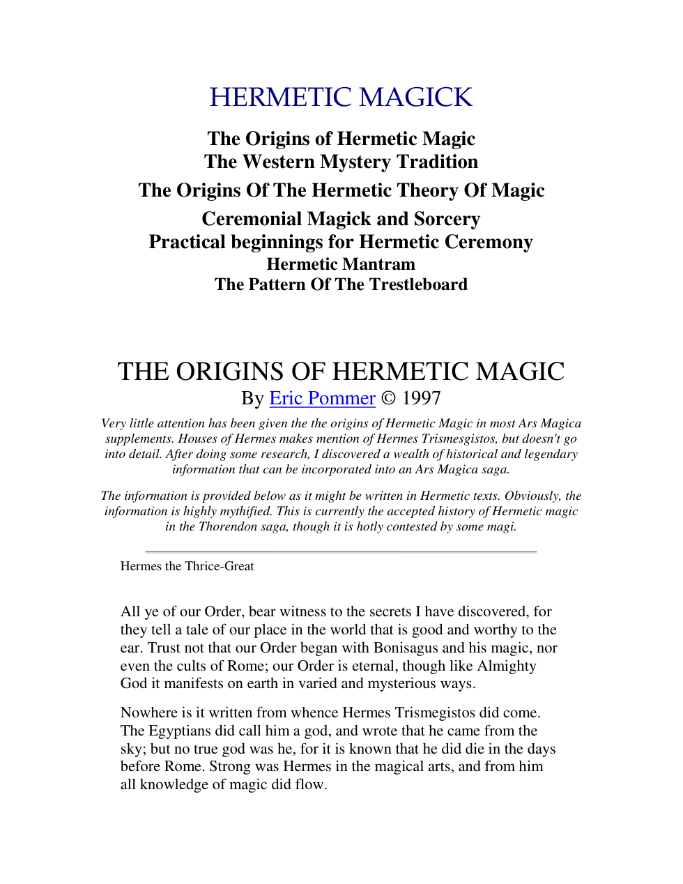 Hermetic Magic cover