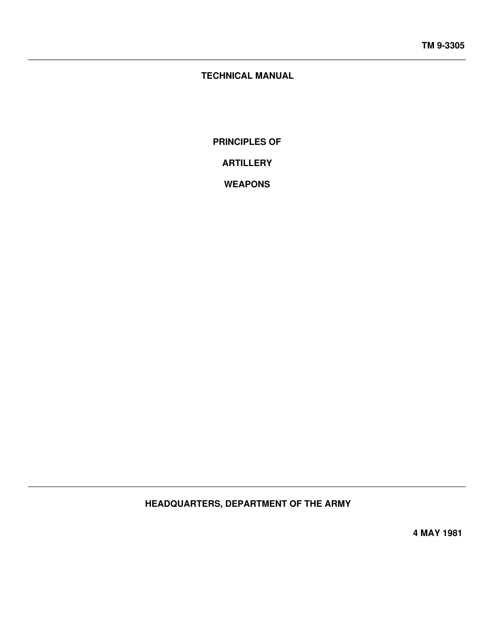 ARMY Principles of artillery weapons 1981 131 pages cover