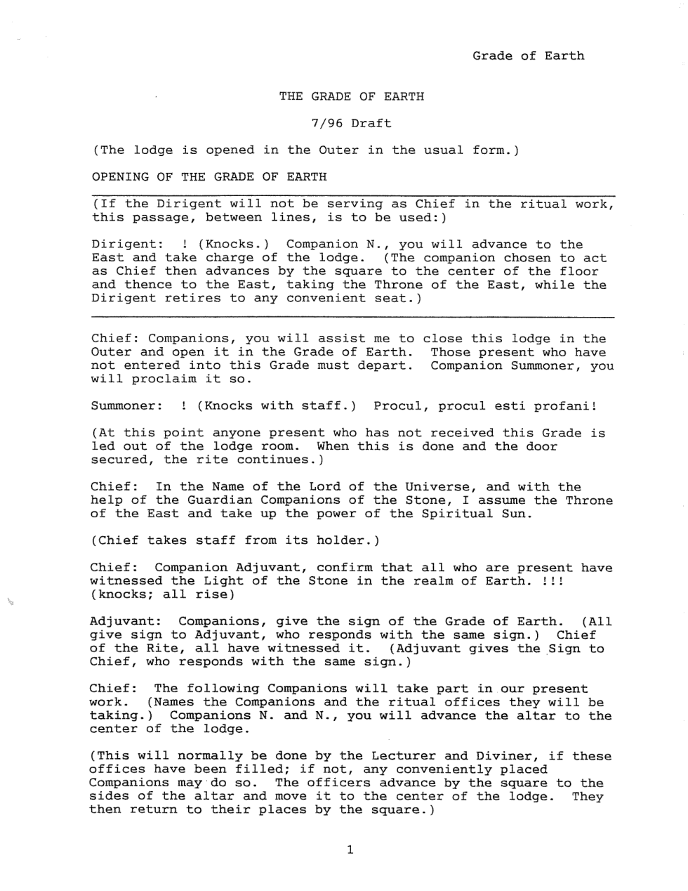 1996 Grade of Earth Draft cover