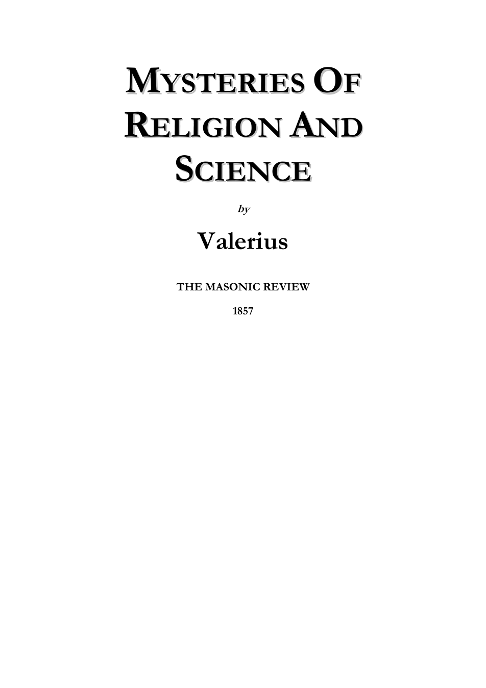 Mysteries of Religion and Science - Valerius cover