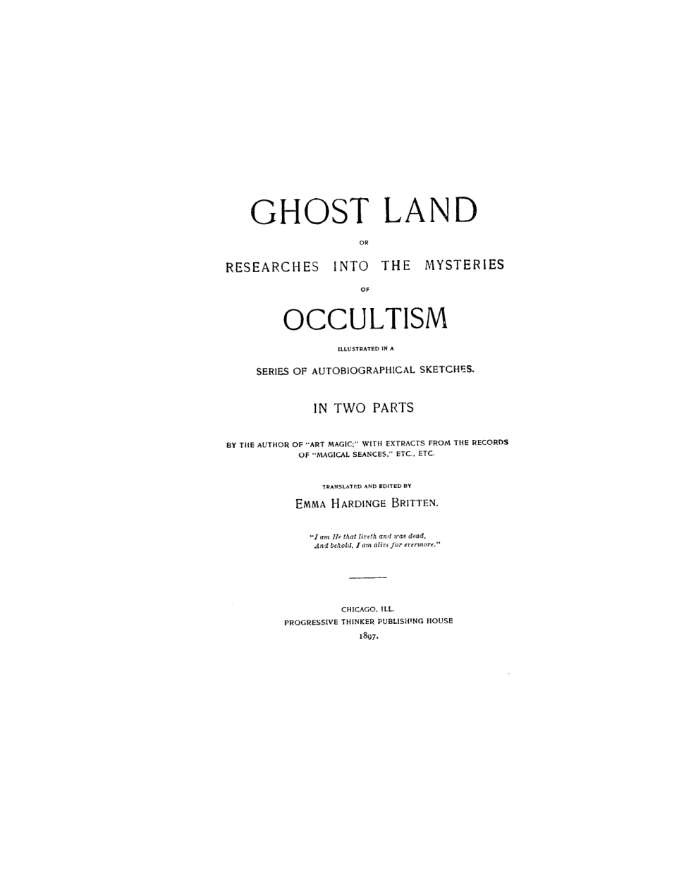 Emma Hardinge Britten - Ghost Land cover