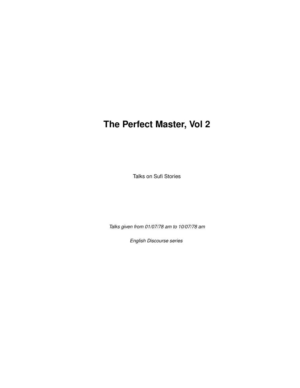 The Perfect Master, Vol 2 cover
