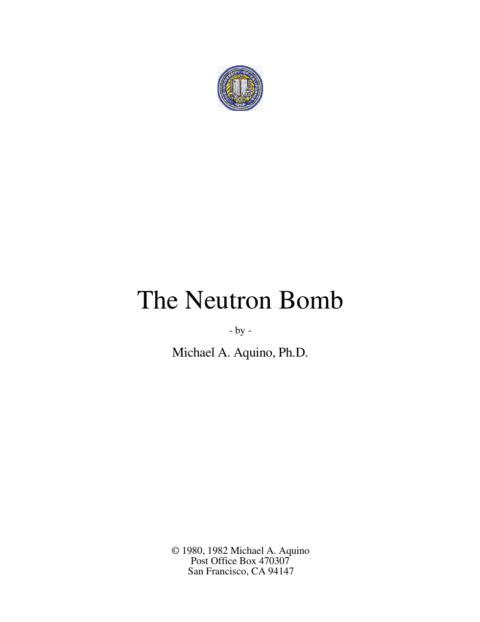 Michael Aquino - Neutron Bomb cover