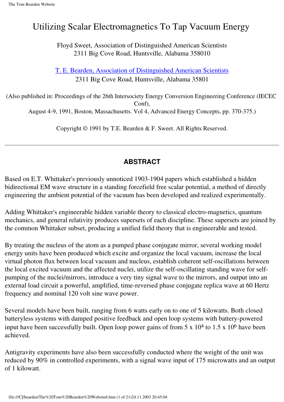Utilizing Scalar Electromagnetics To Tap Vacuum Energy cover